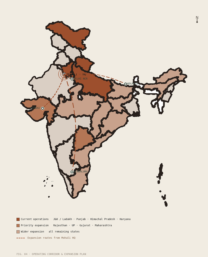 India operating corridor and expansion plan map